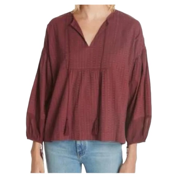 THE GREAT. Tops - The Great Paneled Peasant Top Size L Casual Balloon Sleeve Blouse